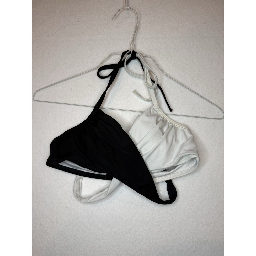 Pink Victoria's Secret Swim Halter Top Size 32 a Black/White Tie Back
